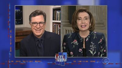 Stephen Colbert from home, with Alicia Keys, Nancy Pelosi