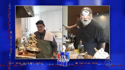 Stephen Colbert from home, with Nathan Lane, José Andrés