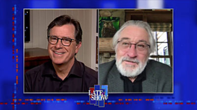 Stephen Colbert from home, with Robert De Niro, Randy Newman