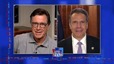 Stephen Colbert from home, with Andrew Cuomo, Christine and the Queens