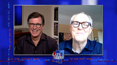 Stephen Colbert from home, with John Lithgow, Alison Roman