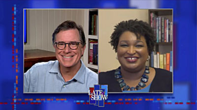 Stephen Colbert from home, with Stacey Abrams, Megan Rapinoe, the Flaming Lips