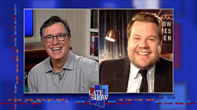 Stephen Colbert from home, with James Corden, Laura Benanti, Bright Eyes