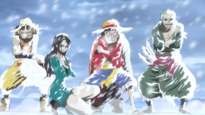 In A Real Pinch! Luffy Sinks Into The Ice-Cold Lake!