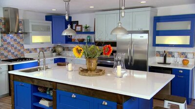 Gigantic Blue Island Kitchen