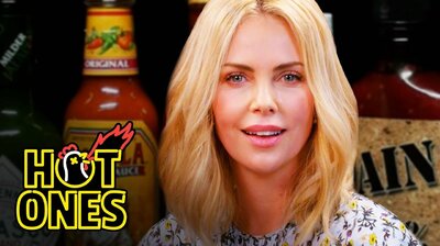 Charlize Theron Takes a Rorshach Test While Eating Spicy Wings