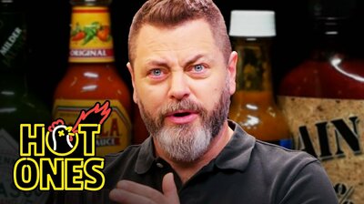 Nick Offerman Gets the Job Done While Eating Spicy Wings