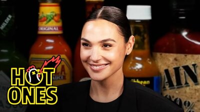 Gal Gadot Does a Spit Take While Eating Spicy Wings