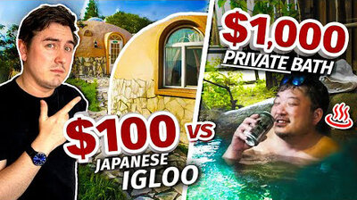 Staying in Japan's $100 IGLOO Hotel vs. $1,000 PRIVATE Bath Inn