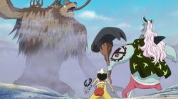 Luffy's All Out Attack! Red Hawk Blasts!