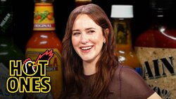 Rachel Brosnahan Flies Through The Air While Eating Spicy Wings