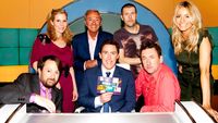 Des O'Connor, Tess Daly, Rhod Gilbert, Sally Phillips