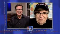 Stephen Colbert from home, with Michael Moore, Brett Eldredge