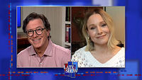 Stephen Colbert from home, with Ava DuVernay, Kristen Bell, Ben Folds