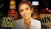 Jessica Alba Applies Lip Gloss While Eating Spicy Wings