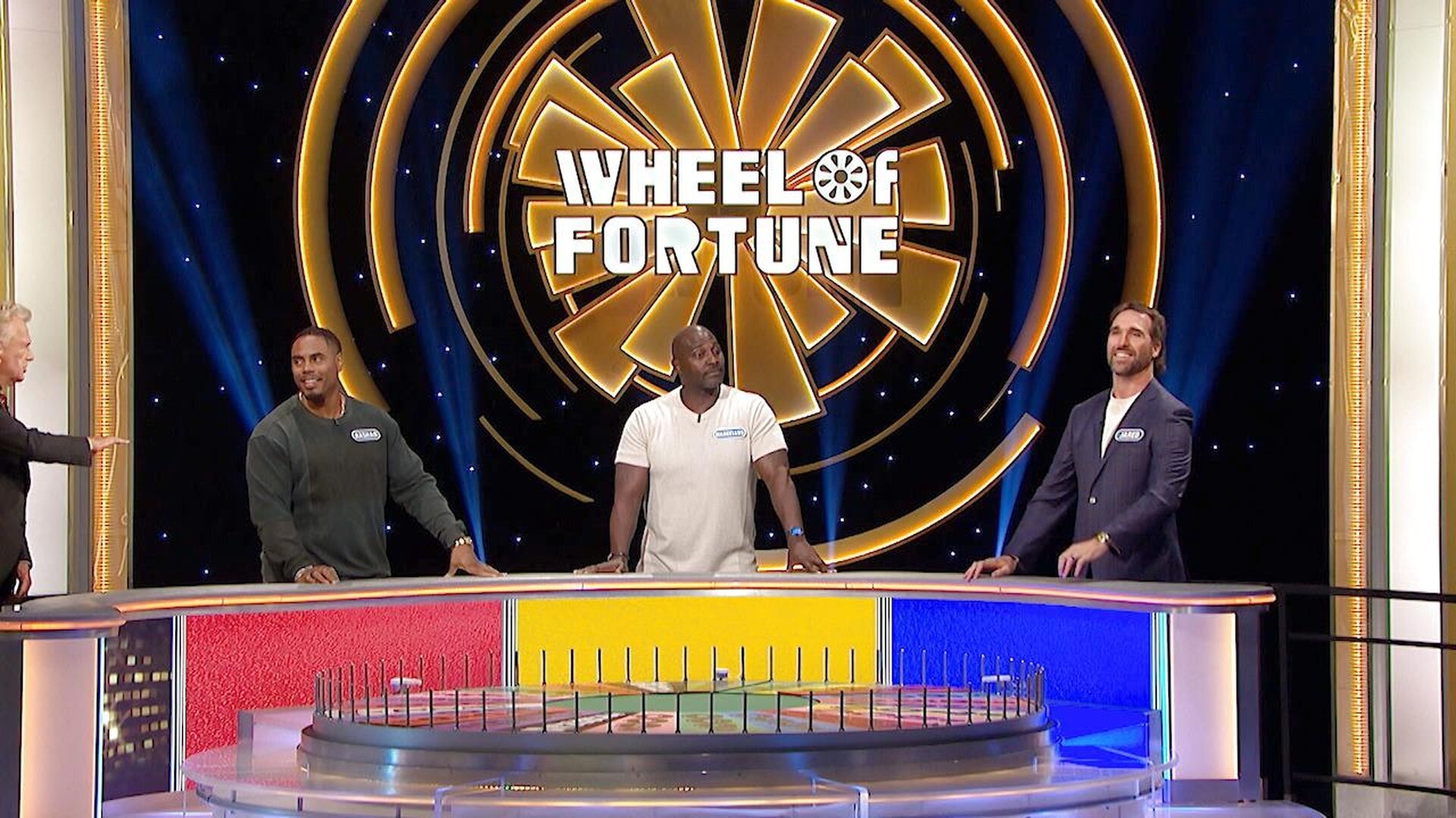 Rashad Jennings, Marcellus Wiley and Jared Allen Celebrity Wheel of