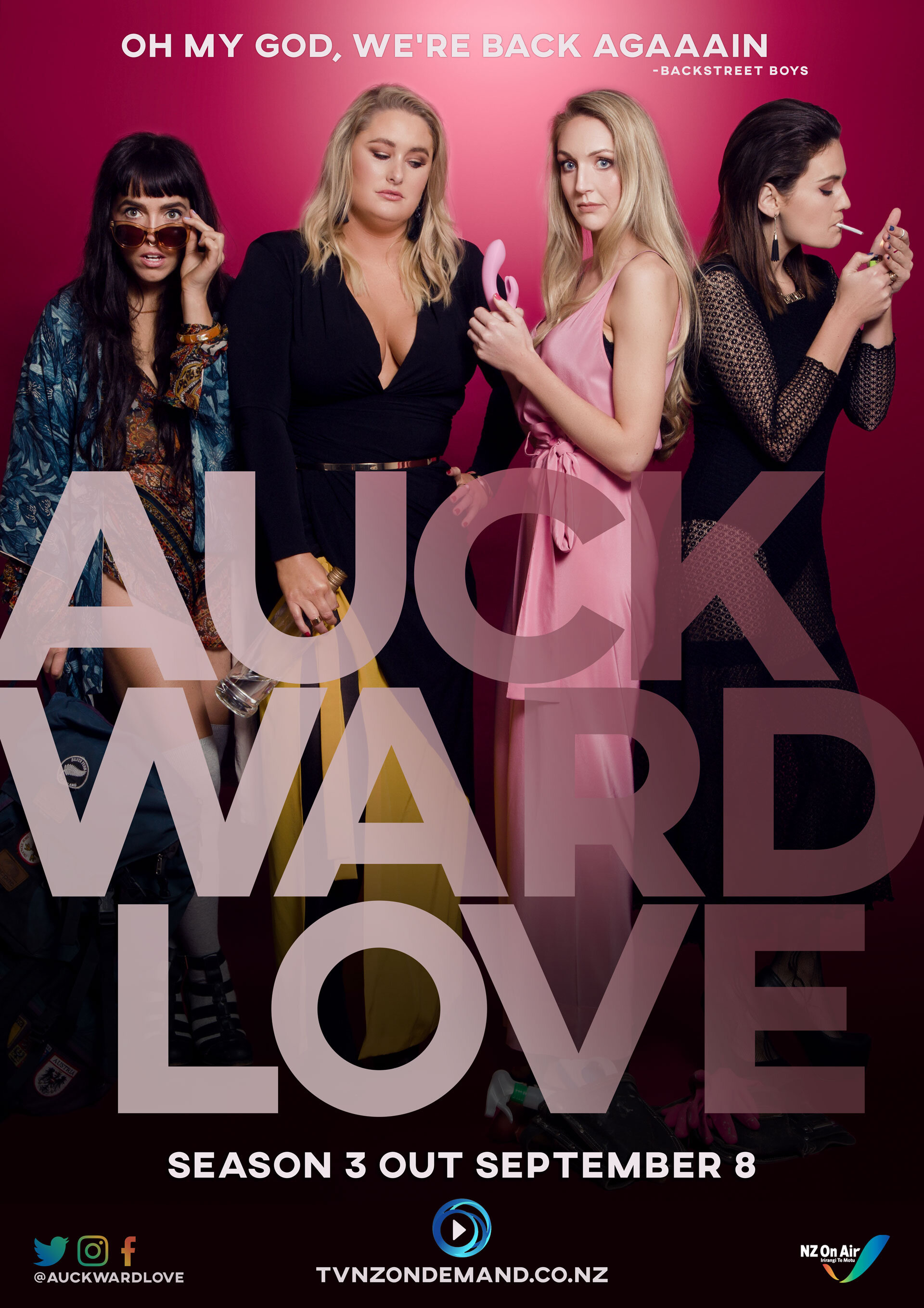 Auckward Love – official series poster, TVNZ+